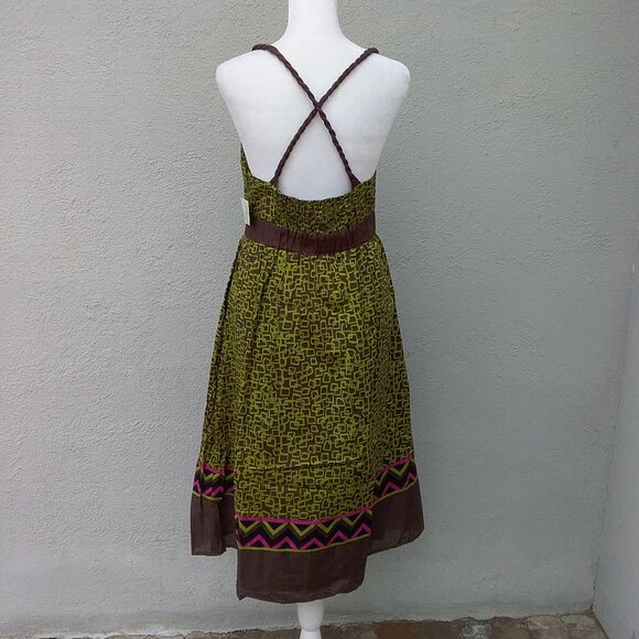 Anthropologie Donna Morgan Dress Women's Size 8 Green Printed Cotton NEW - Picture 6 of 7